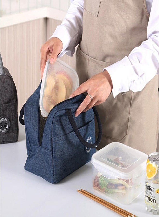 FowWelt Insulated Lunch Bag for Office School Picnic Outdoor Lunch Bag for Women Student Kids Storage Bag Portable and Reusable Regular Size (Navy Blue) - Image 4